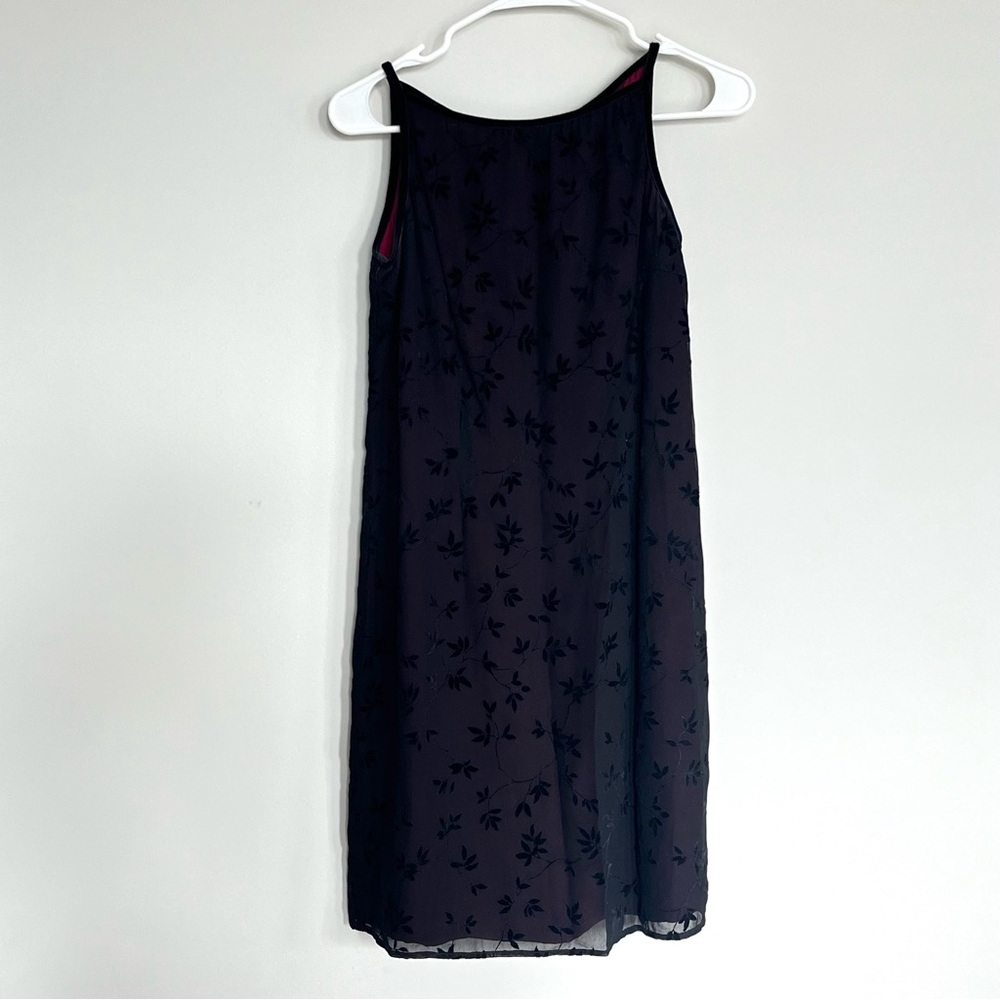 Harold's Black Vintage Sheath Velvet Slip Sheer Midi Dress - Picture 2 of 8